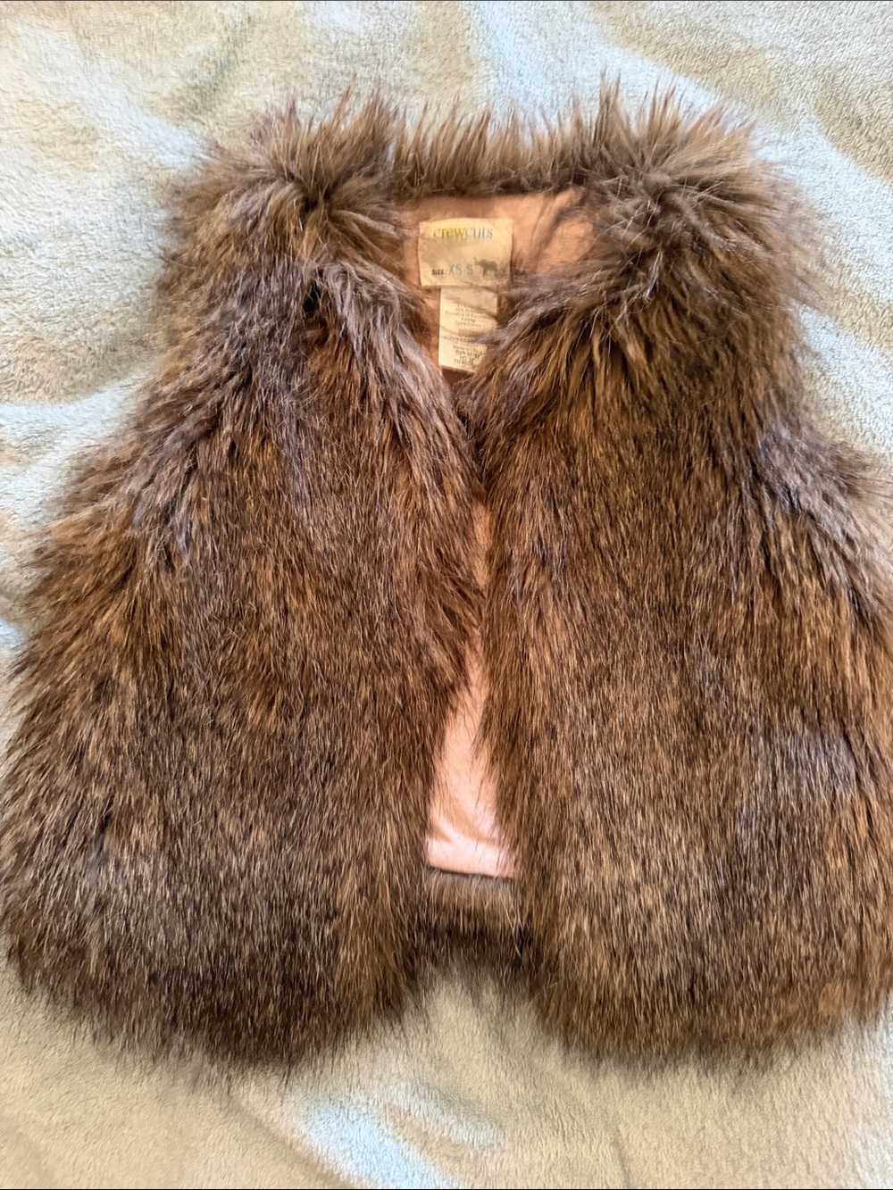 Crewcuts Girls Faux Fur Vest in Brown